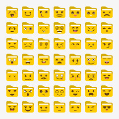 Emoticons Folder Icon set in trendy flat style, for your web site design, app, logo, UI. Vector illustration. Funny emoticons character archive icon.
