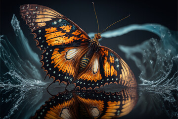 Fototapeta na wymiar Butterfly, Digital national geographic realistic illustration with stunning scene