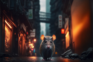 Mouse, Digital national geographic realistic illustration with stunning scene