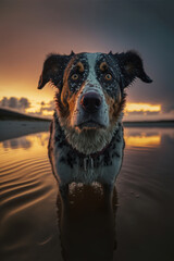 Dog, Digital national geographic realistic illustration with stunning scene