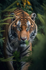 Fototapeta na wymiar Tiger, Digital national geographic realistic illustration with stunning scene