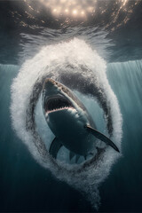 Shark, Digital national geographic realistic illustration with stunning scene