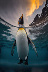 Penguin, Digital national geographic realistic illustration with stunning scene