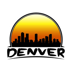 Denver Colorado USA Skyline Silhouette Retro Vintage Sunset Denver Lover Travel Souvenir Sticker Vector Illustration SVG EPS
