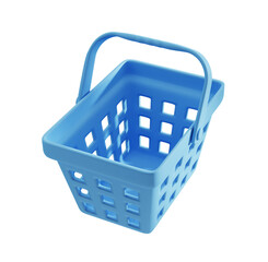 Flying realistic shopping cart, Empty shopping basket. For mobile applications. 3d rendering