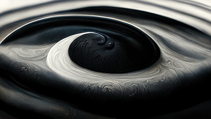 Flowing Waves in black and white. AI Generated.