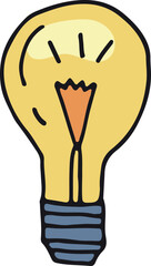 Lightbulb shining doodle. Idea symbol. Lamp icon