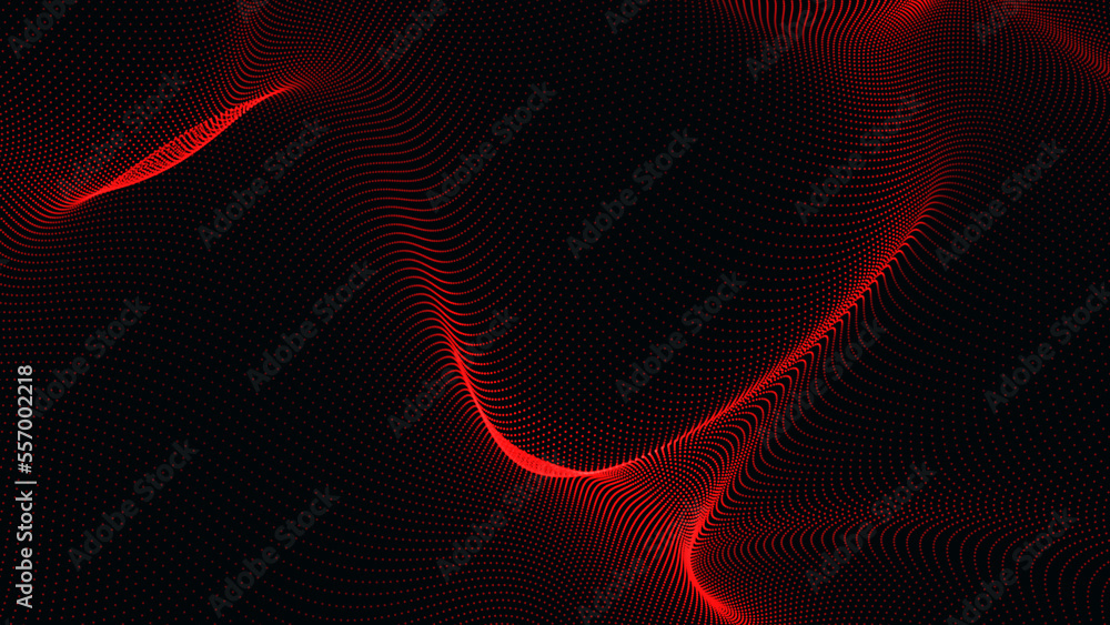 Aufkleber abstract mir red wave isolated on the black background. 3d rendering.
