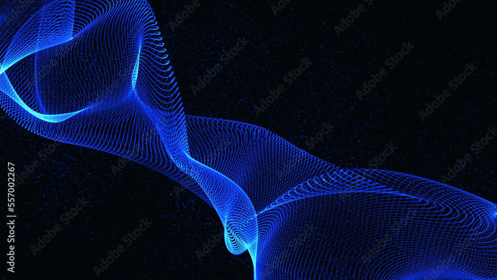 Poster abstract mir blue color wave isolated on the black background. 3d rendering