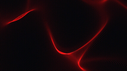 Abstract mir red wave isolated on the black background. 3D rendering.