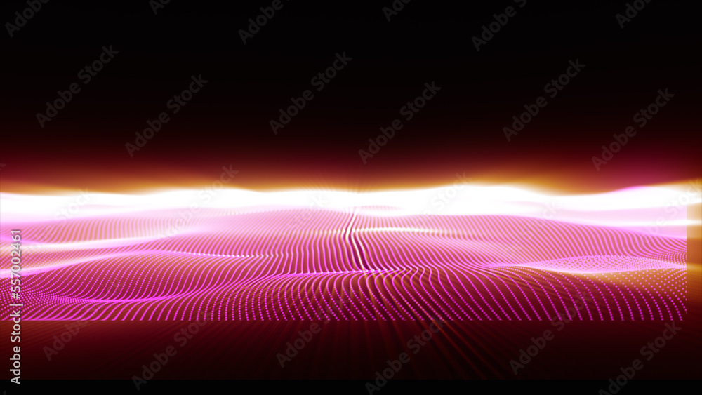 Poster purple trapcode particles wave flow digital abstract background isolated on black background