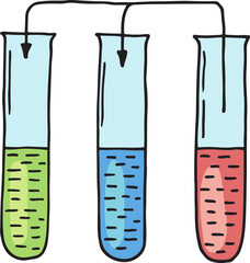 Chemical liquid separation icon. Laboratory glass doodle