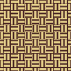Seamless geometric background for your designs. Modern brown and golden vector ornament. Geometric abstract pattern