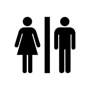 Minimalistic Woman And Man Public Toilet Signs Set. Restroom Door Pictograms Vector Illustration