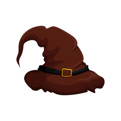 Old witchs brown hat. Fantasy witch headdress for halloween magic