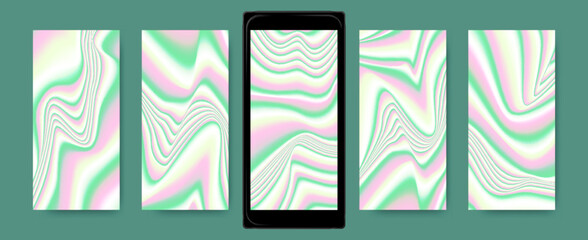 Colorful Hologram Background. Abstract Vibrant Templates for Mobile. Vector Wave Textures. Holography Wallpapers. Neon Liquid Screensaver. Mesh Gradient Fluids. Bright Holographic Set.