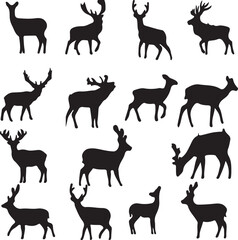 15 Beautiful  deer silhouette Vector Art. This is an editable silhouette vector  file.
