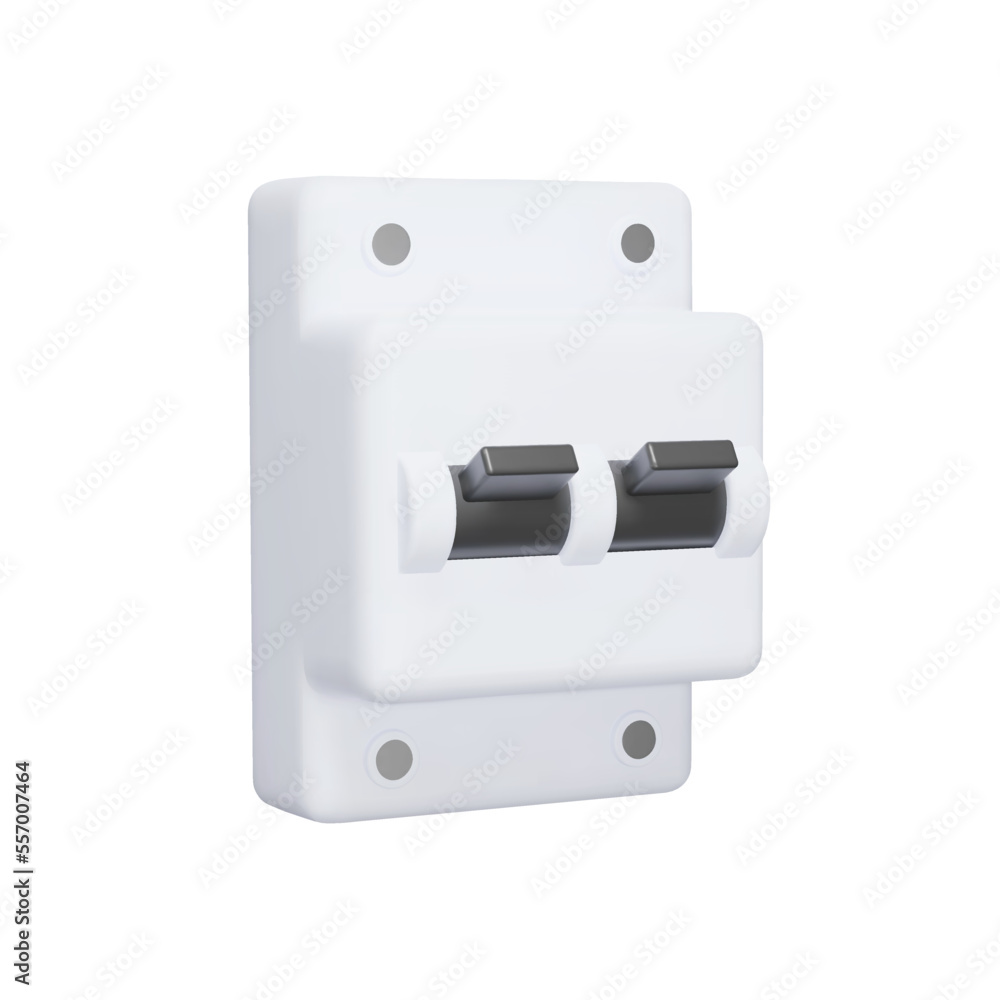 Poster circuit breaker 3d icon. device designed to protect an electrical circuit. electrical panel. isolate