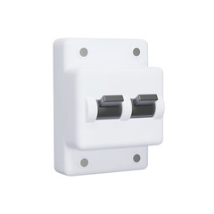 Circuit breaker 3d icon. device designed to protect an electrical circuit. Electrical panel. Isolated object on transparent background