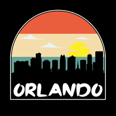 Fototapeta na wymiar Orlando Florida USA Skyline Silhouette Retro Vintage Sunset Orlando Lover Travel Souvenir Sticker Vector Illustration SVG EPS