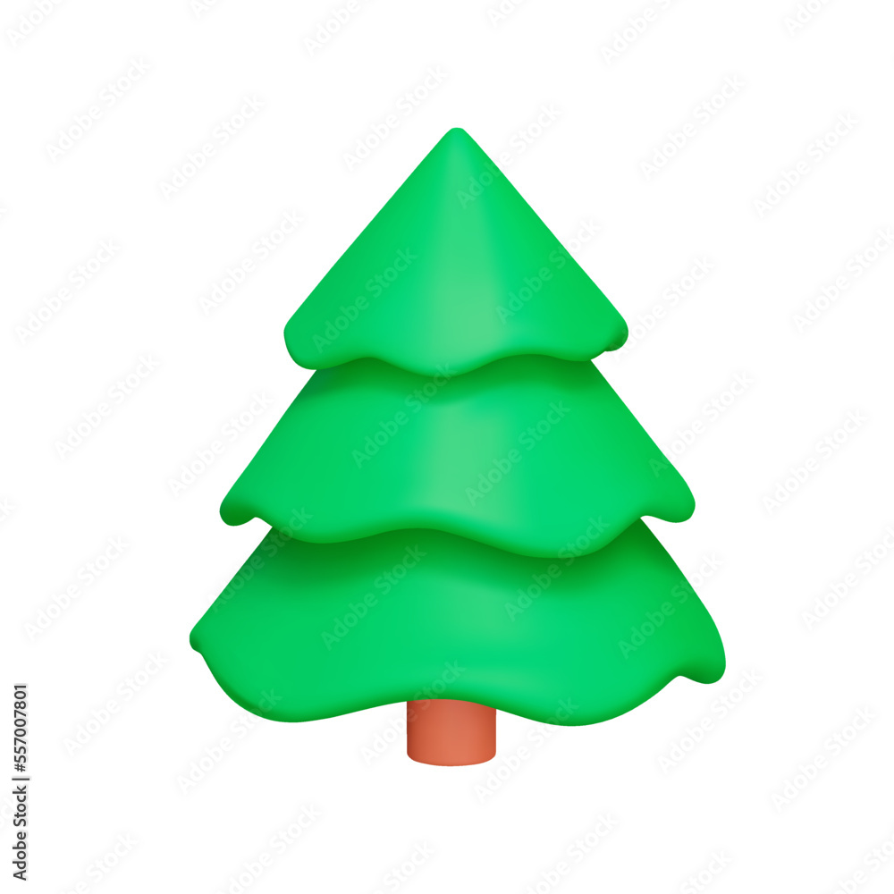 Poster spruce 3d icon. coniferous evergreen tree. isolated object on transparent background