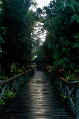 Candlelit walkway in the Jungle Resort on the Kinabatangan River