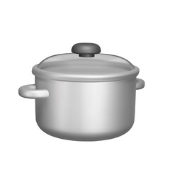 Stock pot 3d icon. cooking utensils. Isolated object on transparent background