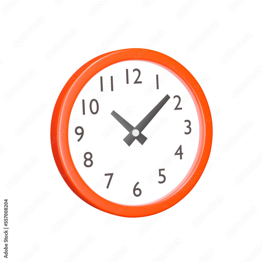 Poster wall clock with hand and dial 3d icon. isolated object on transparent background