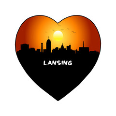 Lansing Michigan USA Skyline Silhouette Retro Vintage Sunset Lansing Lover Travel Souvenir Sticker Vector Illustration SVG EPS