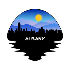 Albany New York USA Skyline Silhouette Retro Vintage Sunset Albany Lover Travel Souvenir Sticker Vector Illustration SVG EPS