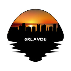 Orlando Florida USA Skyline Silhouette Retro Vintage Sunset Orlando Lover Travel Souvenir Sticker Vector Illustration SVG EPS