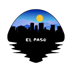 El Paso Texas USA Skyline Silhouette Retro Vintage Sunset El Paso Lover Travel Souvenir Sticker Vector Illustration SVG EPS
