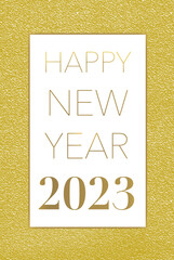 Background with text happy new year 2023.
Christmas banner, bright Vertical Christmas banners, cards, headers, websites. Gold glitter with white background.