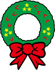 Christmas Wreath with Ribbon Vector
