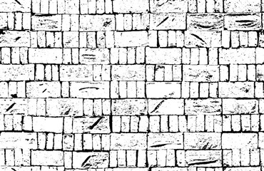 Blotched cracked scratched ancient bumpy wall background. Medieval strong dry loft side fortress fence. Backstein tile in cellar on patio. Solid rough aged brickwall pattern for 3d retro factory decor