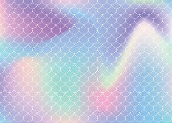 Gradient scale background with holographic mermaid.