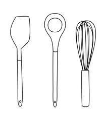 kitchenware cooking utensil icon vector silhouette set