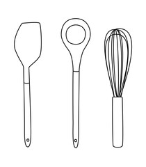 kitchenware cooking utensil icon vector silhouette set