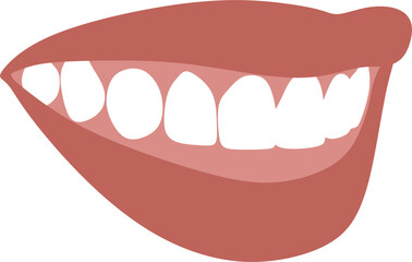 Vector illustration of female smilling mouth in cartoon style isolated on white background