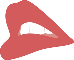 Vector illustration of female smilling mouth in cartoon style isolated on white background