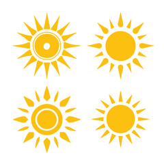 Set of symbols of the sun. Flat sun icon