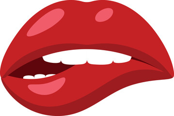 Obraz premium Biting lip icon. Sexy female red lips sticker