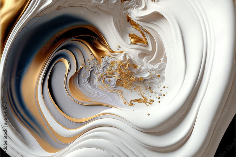 Aufkleber a computer generated image of a white and gold swirl with gold accents on it's edges and a black bac