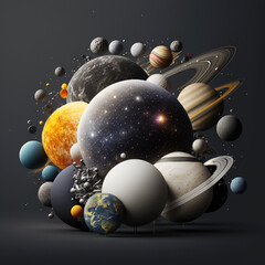 Space solar system parade of planets realistic style 