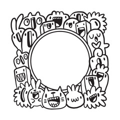 Hand drawn Abstrack doodle art frame