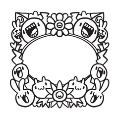 Hand drawn Abstrack doodle art frame