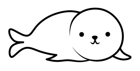 Fototapeta na wymiar Seal. Minimalistic illustration of a baby seal. Sea animal.