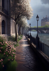 quai un jour de pluie, Seine, paris