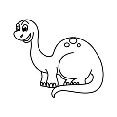 Cute dinosaurs cartoon characters vector illustration. For kids coloring book.