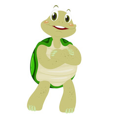 Vector little sea turtle. doodle flat clipart. all objects are repainted.illustratio